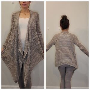 DKNY Jeans Metallic Long Flowy Knit Cardigan Sweater Size medium